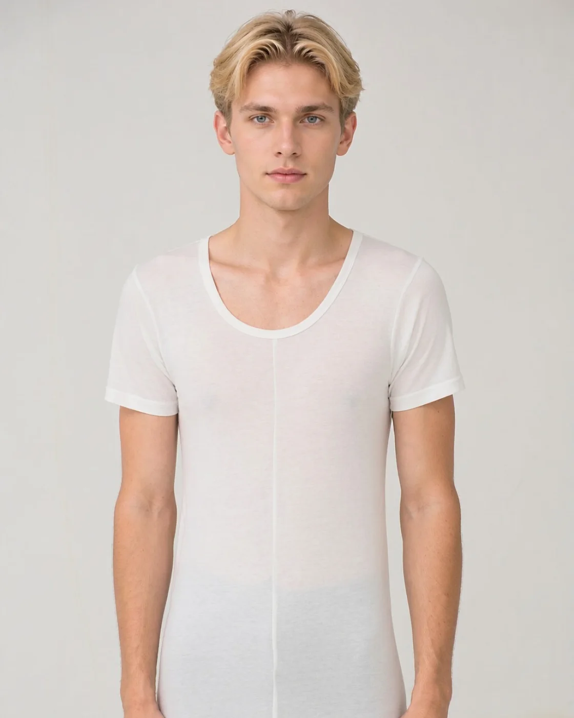 Men's fine-gauge short-sleeve top, white
