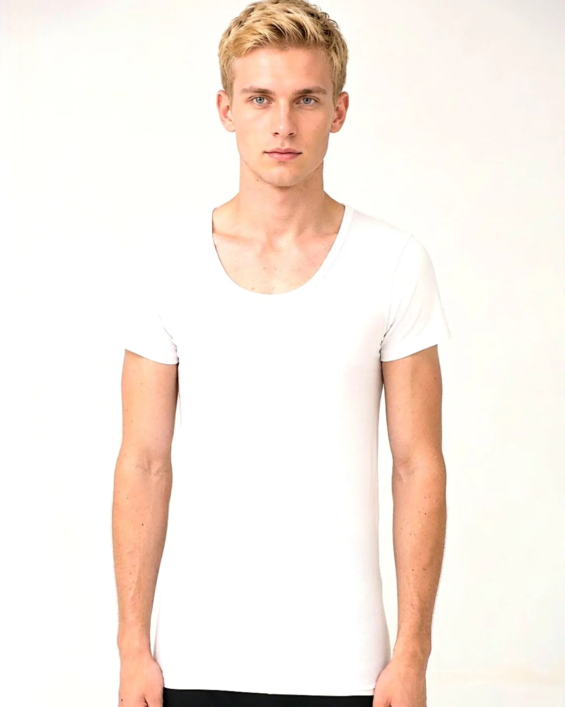 Men's cotton short-sleeve top, white