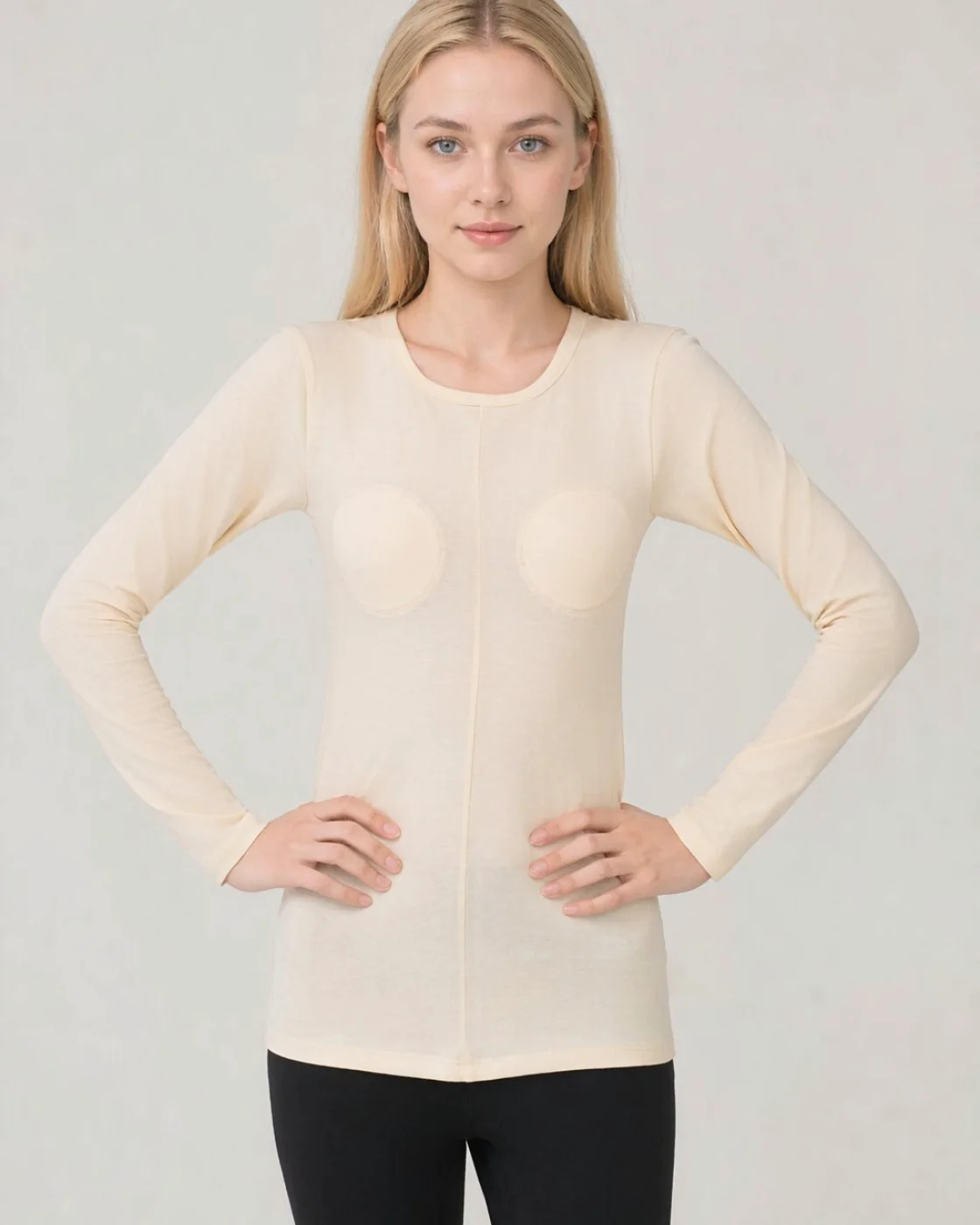 SS-04 long-sleeve brace liner, apricot, front view