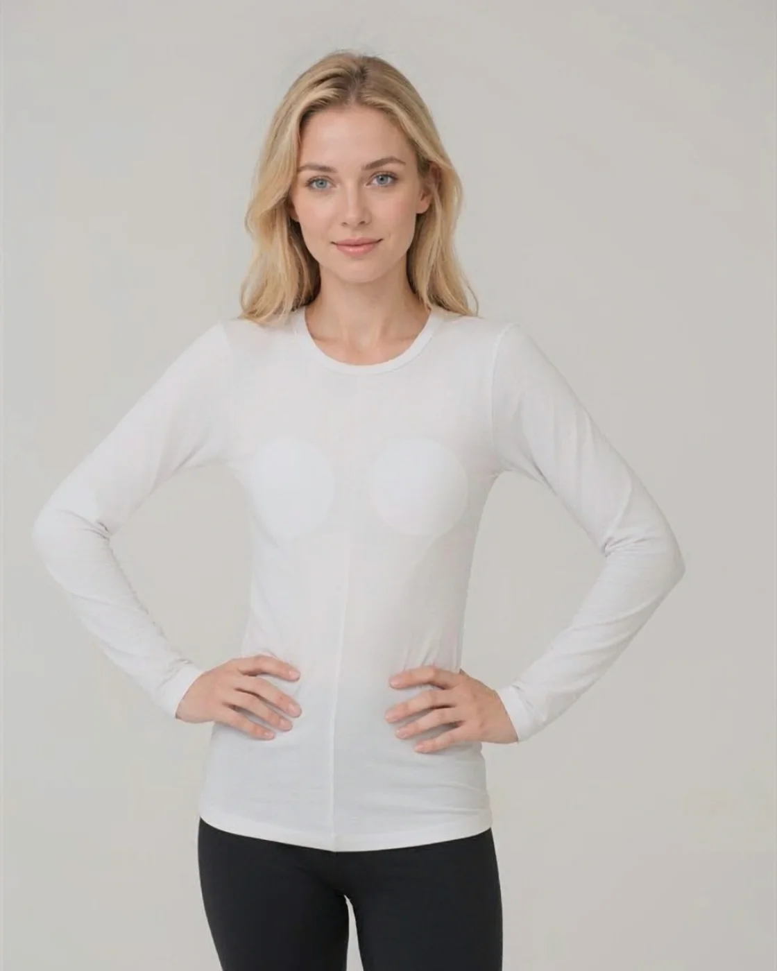 SS-04 long-sleeve brace liner, white, front view